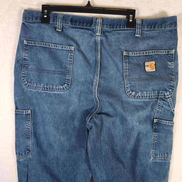 Carhartt FR Flame Resistant Jeans 40x32 Workwear Utility Denim Distress Repair - Picture 8 of 11